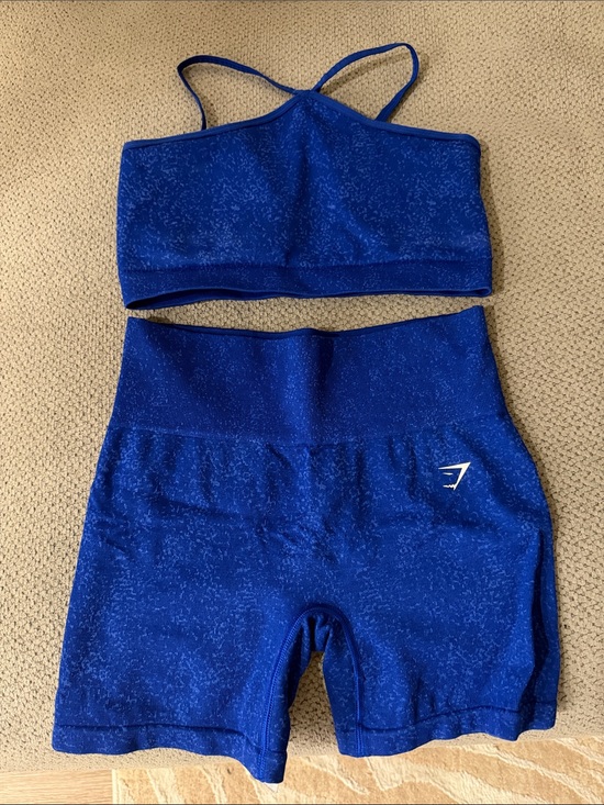 Gymshark Pants - Gymshark Royal Blue Seamless Crop Top & Bike Shorts Set
